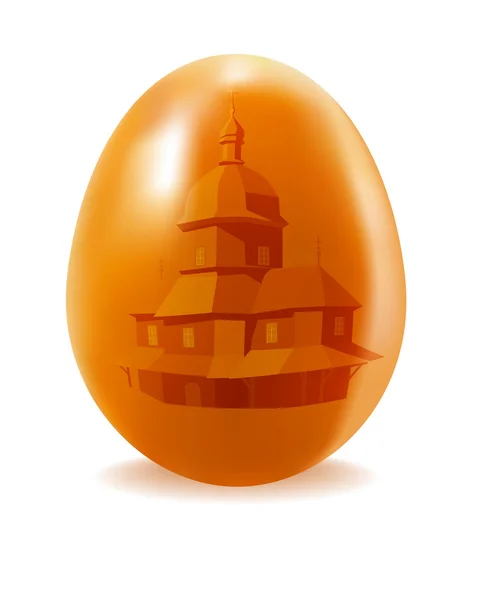 Oranje ei met een kerk — Stockvector