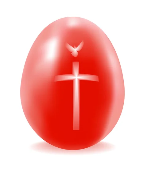 Red egg with a cross and dove — Stock Vector