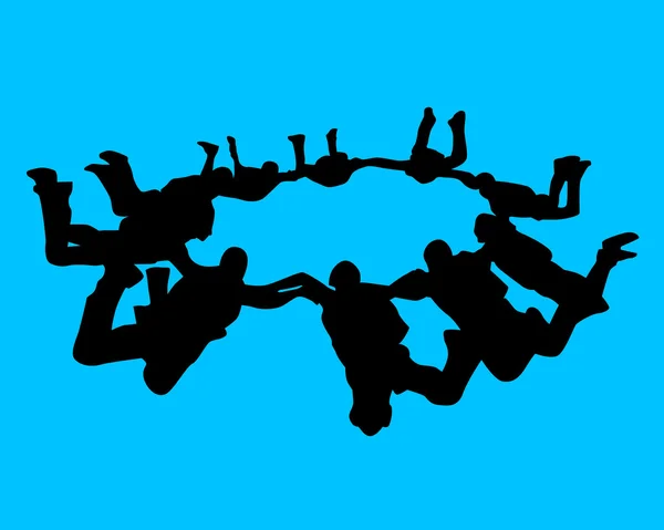 Grupo de atletas paracaidistas — Vector de stock