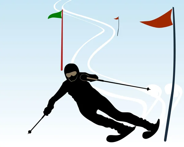 Silhouette d'un athlète skieur — Image vectorielle