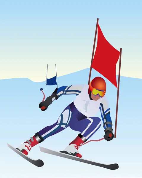 Athlete skier — Stock Vector