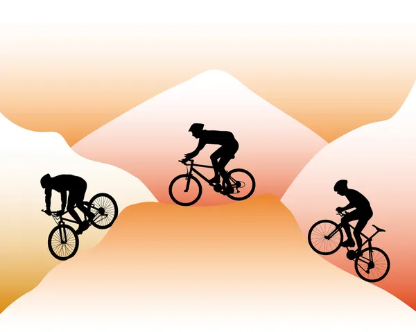 Mountainbikecyklister — Stock vektor