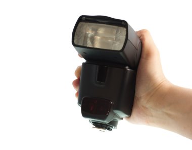 External flash for the camera isolated on a white background clipart