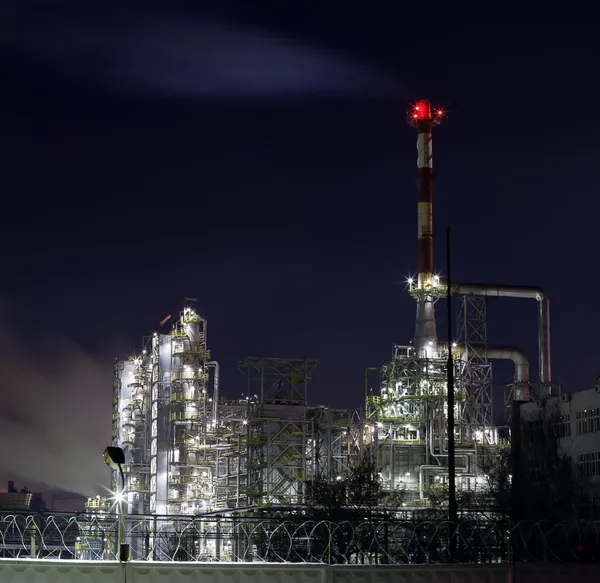 stock image Refinery at night