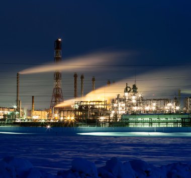 Refinery at night clipart