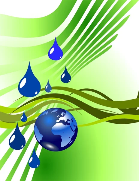 Earth globe en water drops — Stockvector