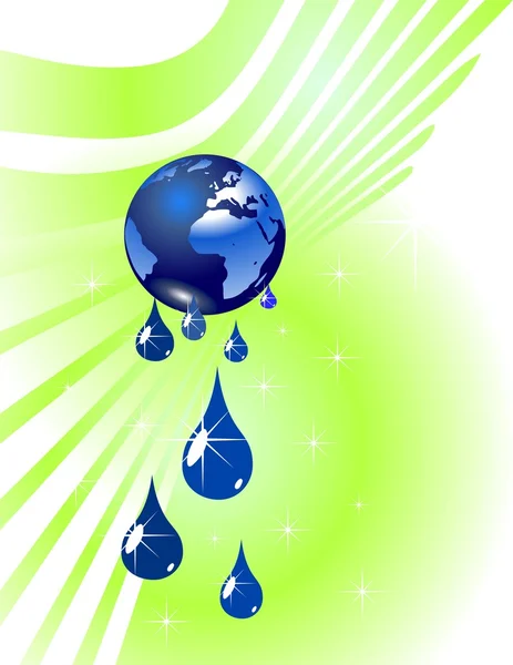 Земна куля і краплі води — стоковий вектор