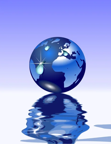 Земной шар и капли воды — стоковый вектор