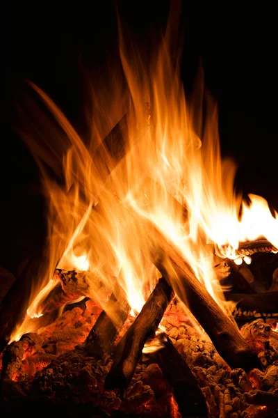 stock image Burn hot fire flame at dark background