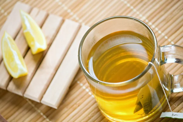 stock image Green tea healthy hot drink and lemon