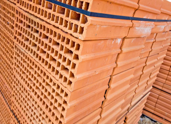 Narancs tégla épület fali építőanyagok — Stock Fotó