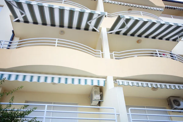 stock image Tourist terrace balcony with tarpaulin at sunny day