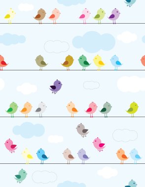 Birds on wires clipart