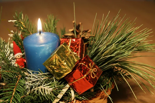 Blue candle decoration — Stock Photo, Image
