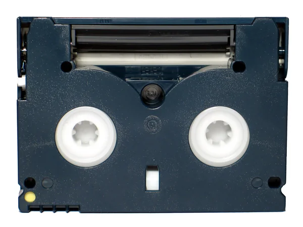 Мини-кассета DV, обратная, изолированная крупным планом — стоковое фото