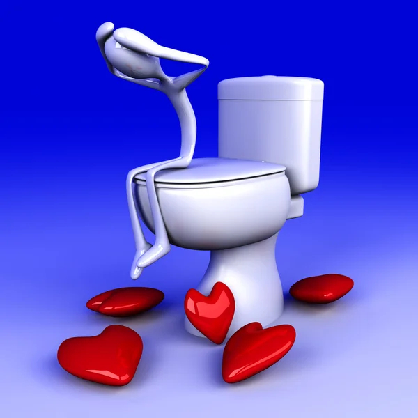 Kärlekskrank i toaletten — Stockfoto