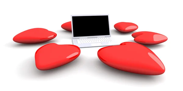 Laptop in liefde — Stockfoto