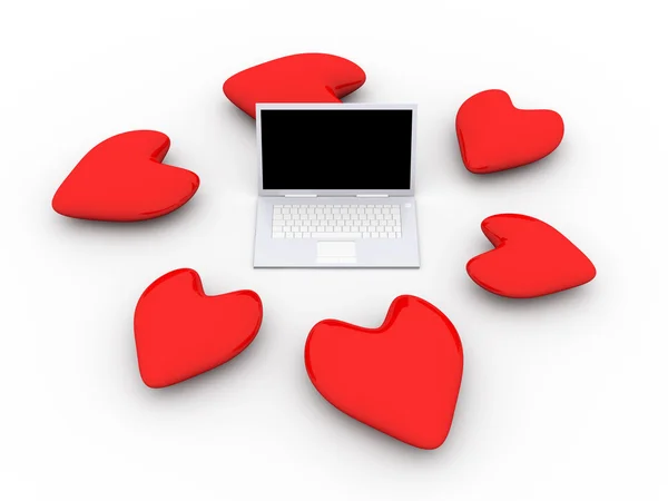 Přenosný počítač v lásce — Stock fotografie
