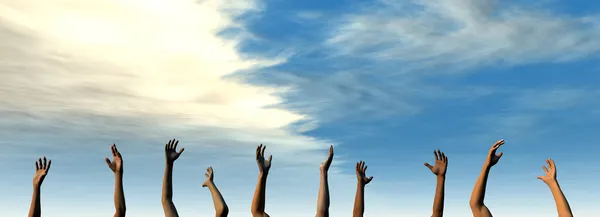 Zvedněte ruce - letní oblohy — Stock fotografie