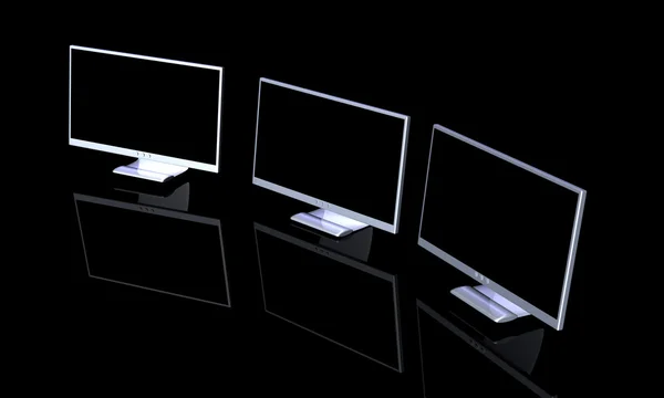 Configuración de monitor triple — Foto de Stock