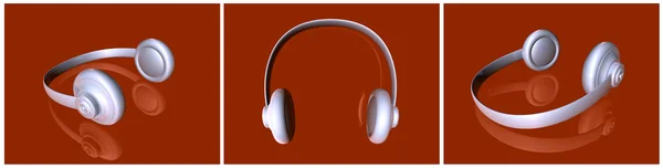 Headphones Prata - Perspectiva tripla — Fotografia de Stock
