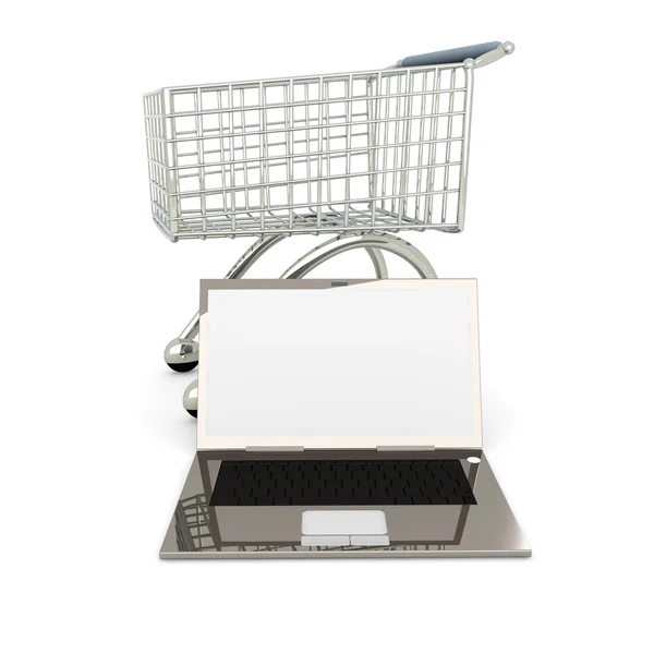 Laptopa zakupy — Zdjęcie stockowe