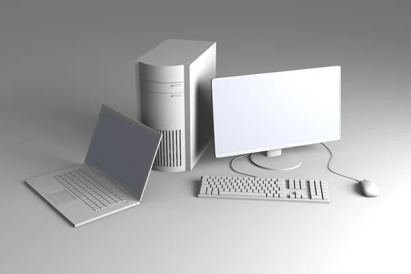 Computador portátil e desktop — Fotografia de Stock