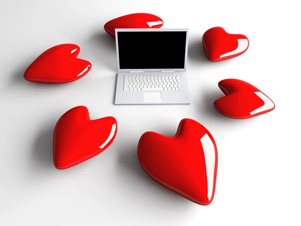 Laptop no amor — Fotografia de Stock