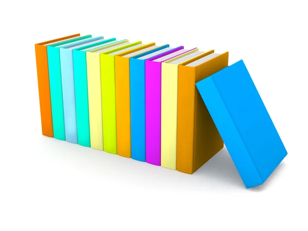 Rad av färgade böcker — Stockfoto