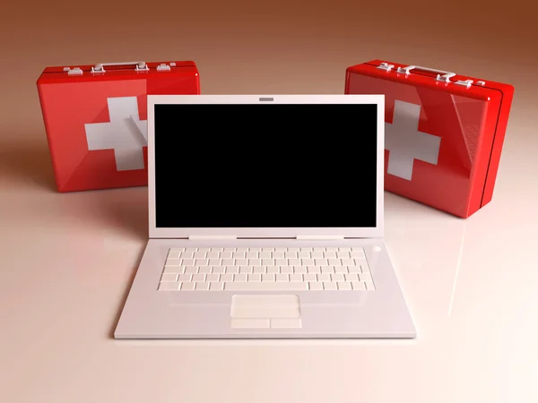 Ноутбук першої допомоги — стокове фото