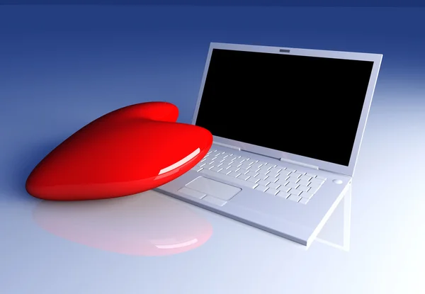 Laptop en amor —  Fotos de Stock