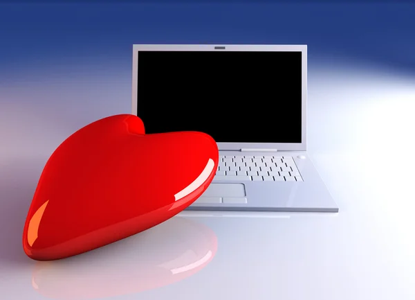 Přenosný počítač v lásce — Stock fotografie