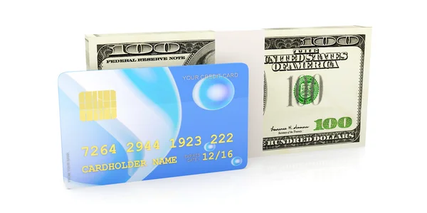 Cartão de crédito e numerário — Fotografia de Stock