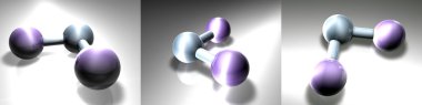 3D renderings of a H2O Molecule, metallic shader. Multiple views, all high res. H2O = Water O (Oxygen) = blue H (Hydrogen) = purple clipart