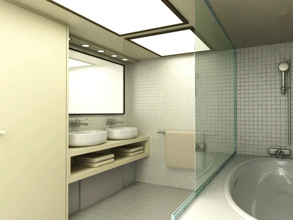 Ilustração Renderizada Moderna Visualização Interior Banheiro — Fotografia de Stock