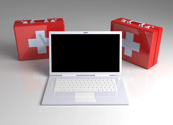 Laptop Primeros auxilios — Foto de Stock