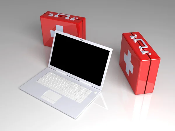 Laptopa pierwszej pomocy — Zdjęcie stockowe