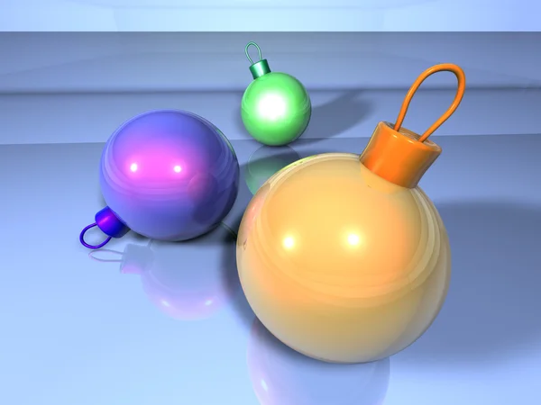 Rendered Christmas Glitter Balls Cartoon Style — Stock Photo, Image