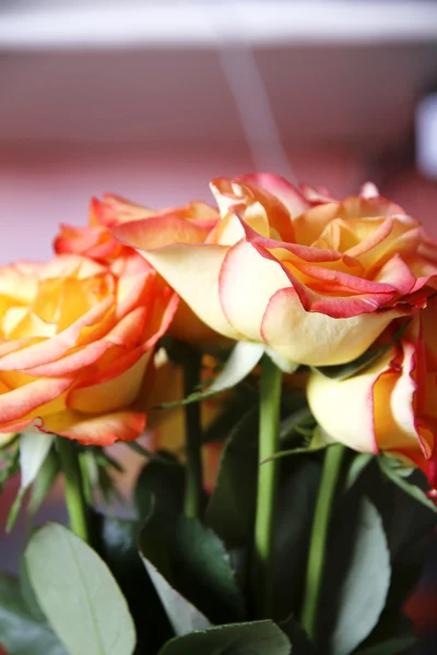 Fond Roses Fleurs Jaunes Oranges — Photo
