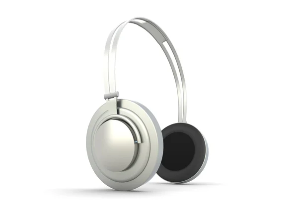 Тривимірна Ілюстрація Chrome Срібні Навушники Ізольовані Білому — стокове фото