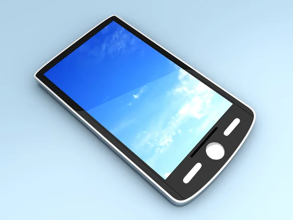 Een Generieke Smartphone Gerenderde Afbeelding Blauwe Achtergrond — Stockfoto