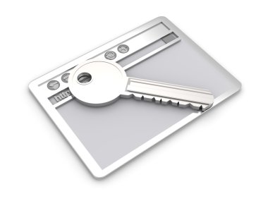 Browser window with a Key. Secure www connection. 3D rendered Illustration. Isolated on white. clipart