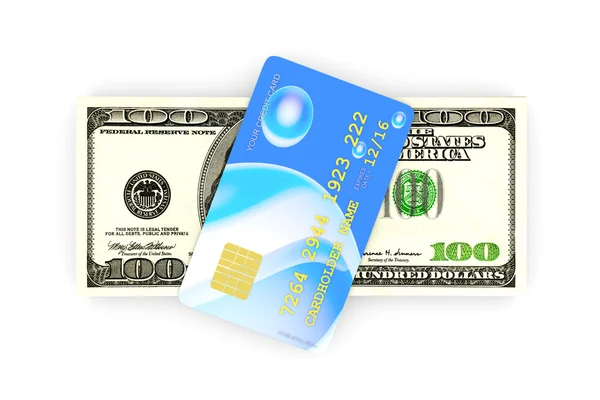 Cartão de crédito e numerário — Fotografia de Stock