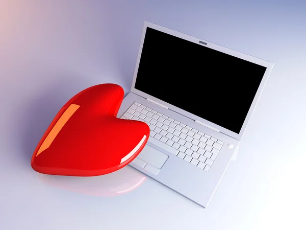 Laptop in liefde — Stockfoto