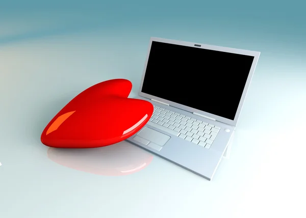 Laptop in amore — Foto Stock