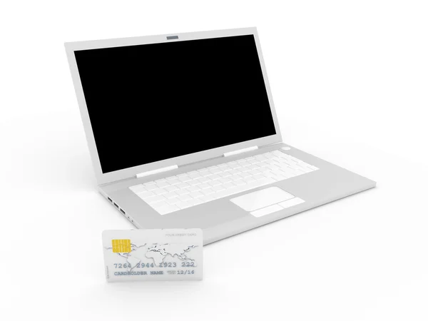Kreditkarte und Laptop — Stockfoto