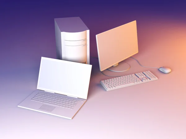 笔记本电脑和台式机 pc — 图库照片