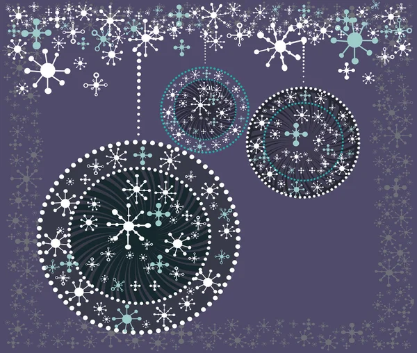 雪片のベクトルの背景とクリスマスの球根 — ストックベクタ