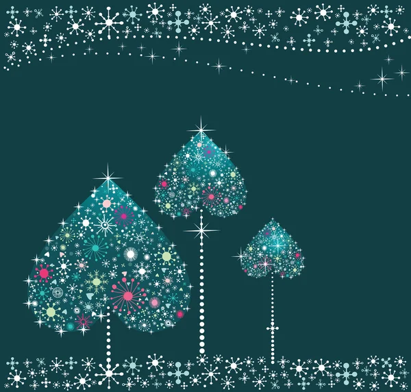 假日树心与雪 — 图库矢量图片