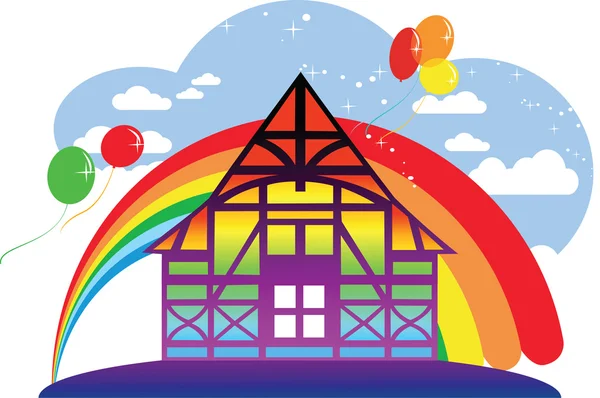 Casa do arco-íris — Vetor de Stock